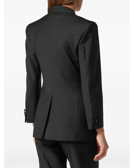 Philipp Plein Black Peak-Lapels Double-Breasted Blazer