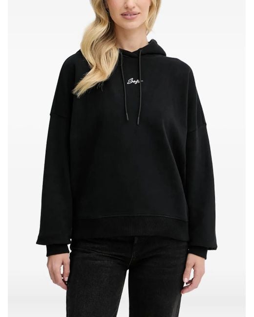 Boss Black Embroidered-Logo Hoodie