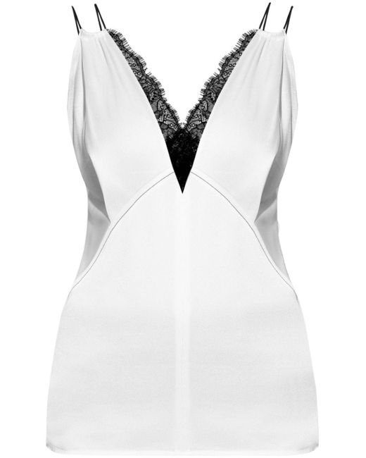 Victoria Beckham White Lace Detail Cami Top