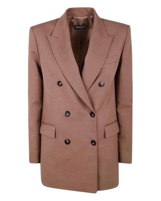 DR. HOPE Brown Double-Breasted Blazer