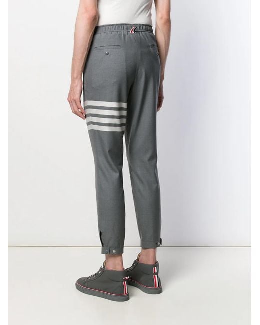 Thom Browne Gray Plain Weave Suiting Track Pants for men