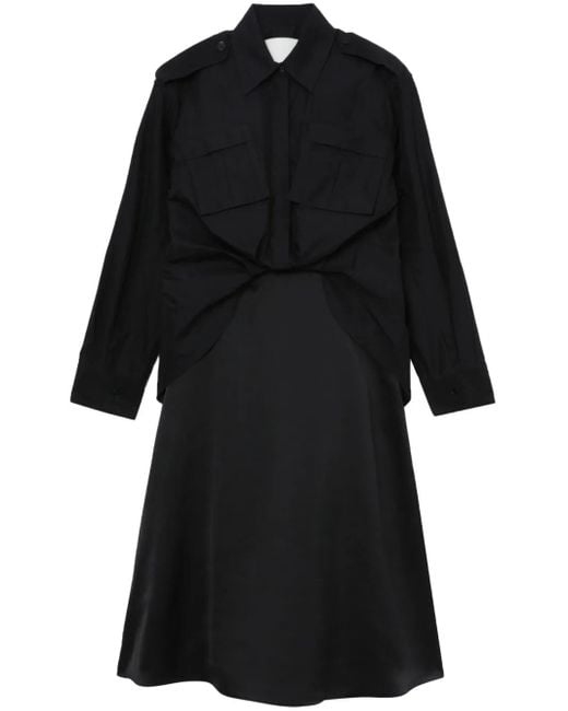 3.1 Phillip Lim Black Draped Shirt Dress
