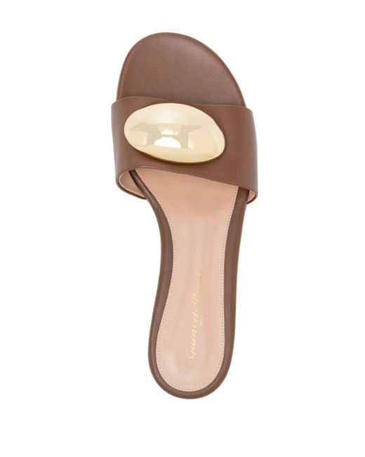 Gianvito Rossi Brown Embellished Leather Sandals
