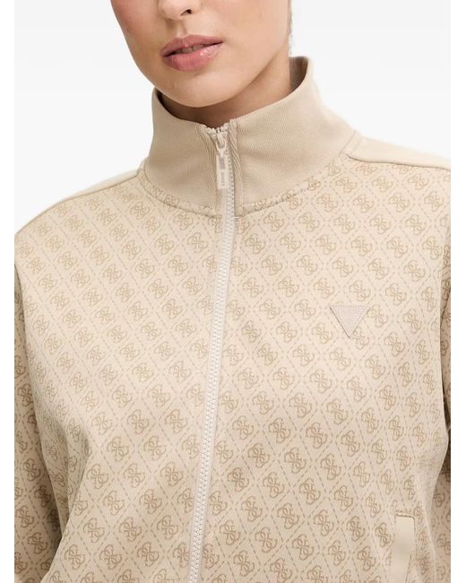 Guess Natural Maya Monogram Zip-Up Sweatshirt