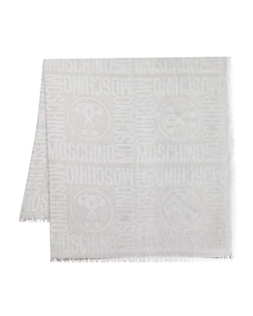 Moschino White Ombré-effect Logo-print Scarf
