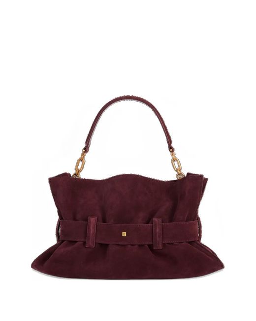 Balmain Purple Medium Anthem Suede-Leather Bag