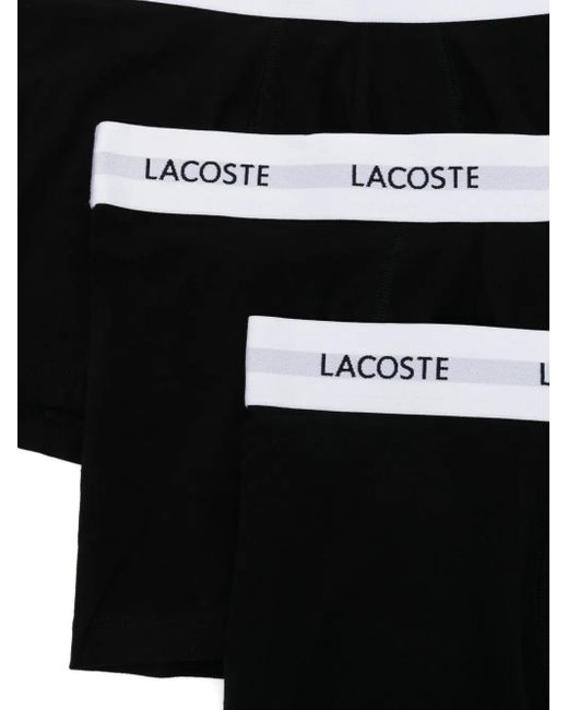 Lacoste Black Logo-Waistband Stretch Trunks (Set Of Three) for men