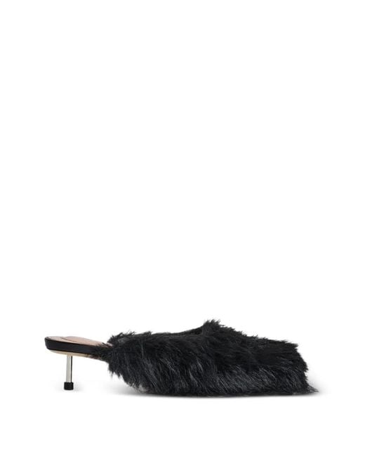Simone Rocha White Stiletto Faux-Fur Mules