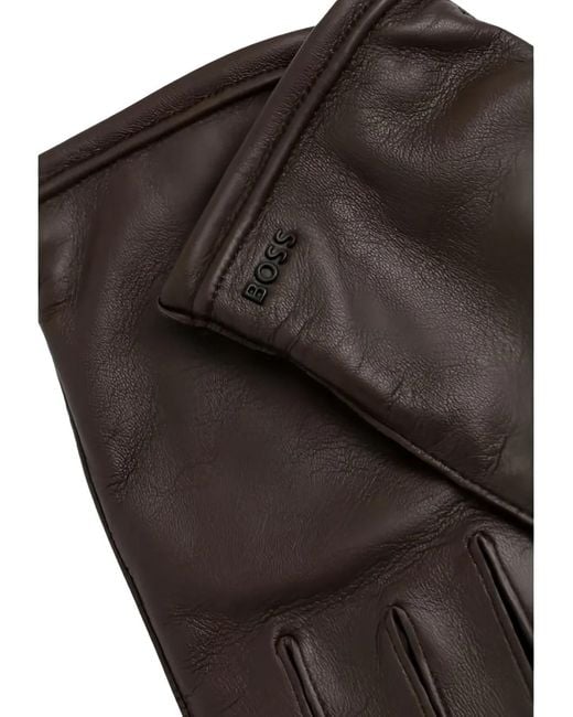Boss Black Leather Gloves for men