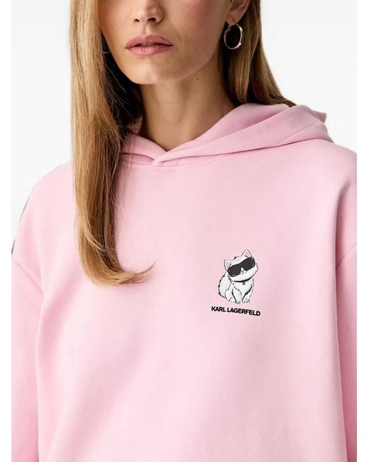Karl Lagerfeld Red Choupette-Print Hoodie
