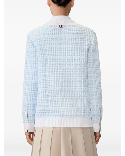 Thom Browne Blue Tuck Stitch Elongated Cardigan