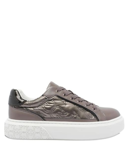 Pinko Gray Quilted Platform Sneakers