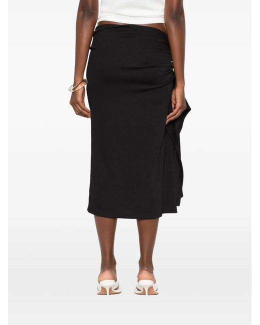 Christopher Esber Black Crystal-Clasp Cascade Midi Skirt