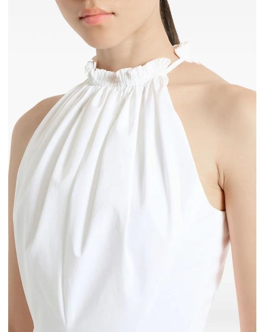 Balmain White Flared Cotton Poplin Dress