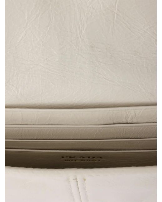 Prada Gray Portefeuille En Cuir À Bride Portée Épaule