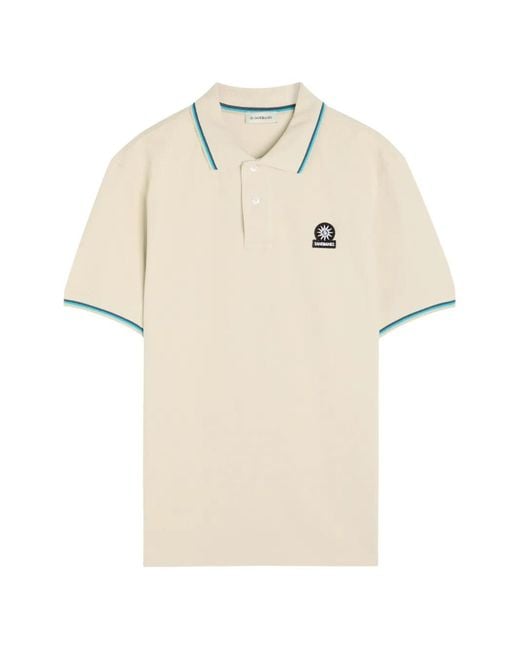 Sandbanks Natural Logo-Patch Tipped Polo Shirt for men