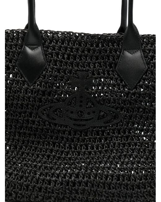 Vivienne Westwood Black Small Alana Woven Tote Bag