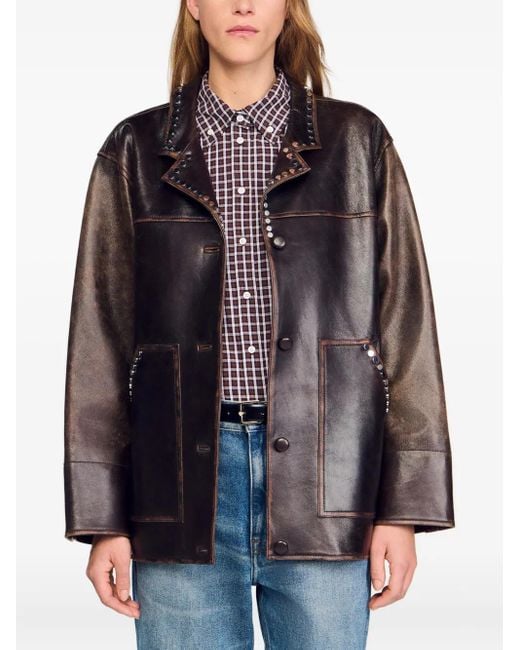 Sandro Lamsleren Jack Met Studs in het Black