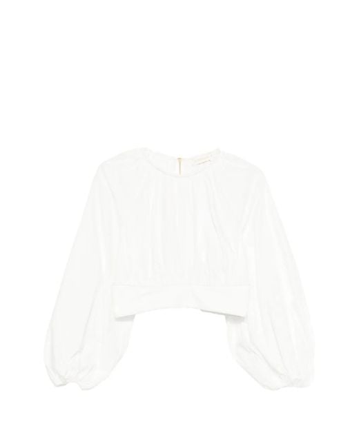 Zimmermann White Long-Sleeve Blouse
