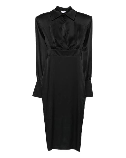 Vestiaire d'un Oiseau Libre Black Padded-Shoulder Silk Dress