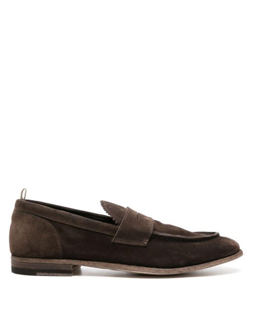Officine Creative Brown Solitude 001 Suede Penny Loafers for men