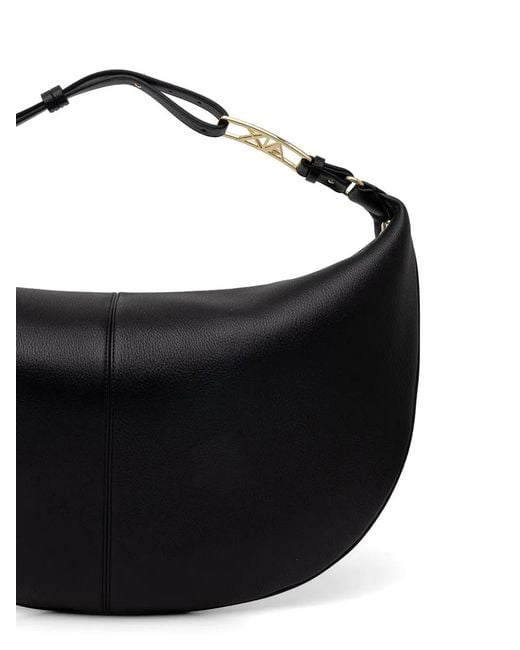 ARMANI EXCHANGE Black Logo-Plaque Crescent Tote Bag
