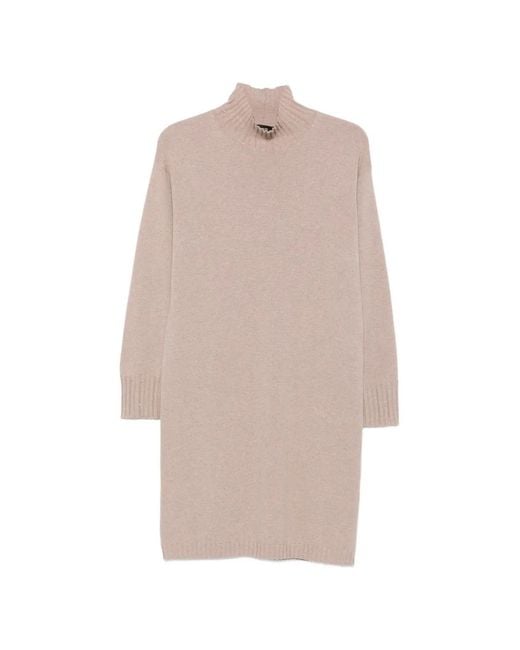 Fabiana Filippi Natural Robe Courte À Col Montant En Maille
