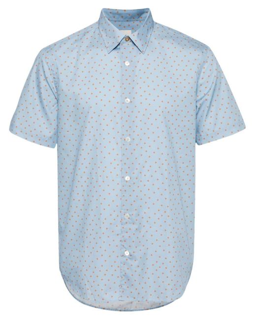 Paul Smith Blue Heart-print Poplin Shirt for men