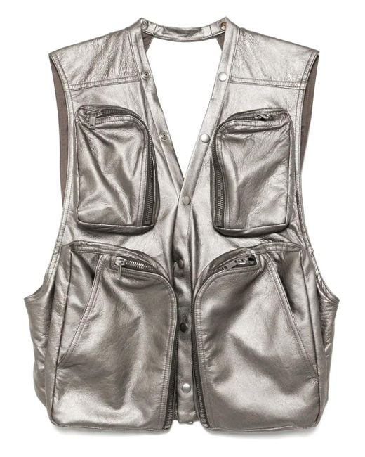 Rick Owens Gray Cargo Vest Jacket for men