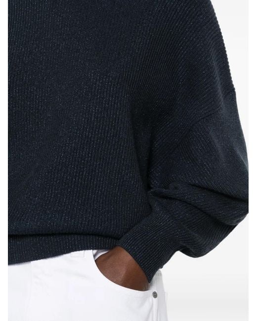 Brunello Cucinelli Blue Metallic-Effect Sweater