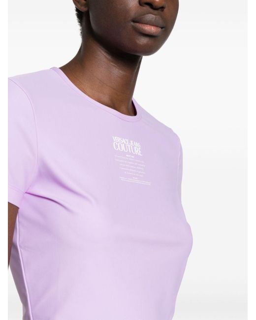 T-shirt crop à logo imprimé Versace en coloris Pink