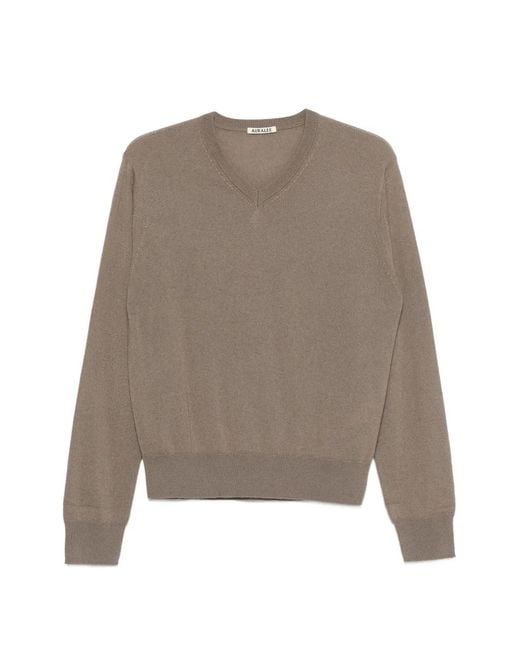 Auralee Natural V-Neck Sweater for men