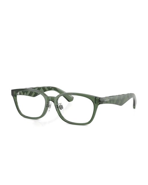 Burberry Green Check-Pattern Square Glasses for men