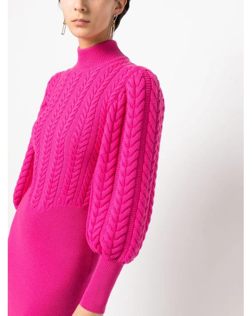 Philipp Plein Pink Cable-Knit High-Neck Dress
