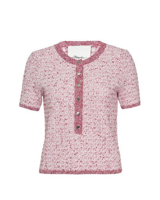 3.1 Phillip Lim Pink Short-Sleeved Bouclé Top
