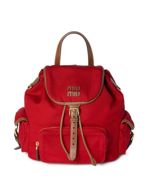 Miu Miu Red Hemp And Leather Backpack