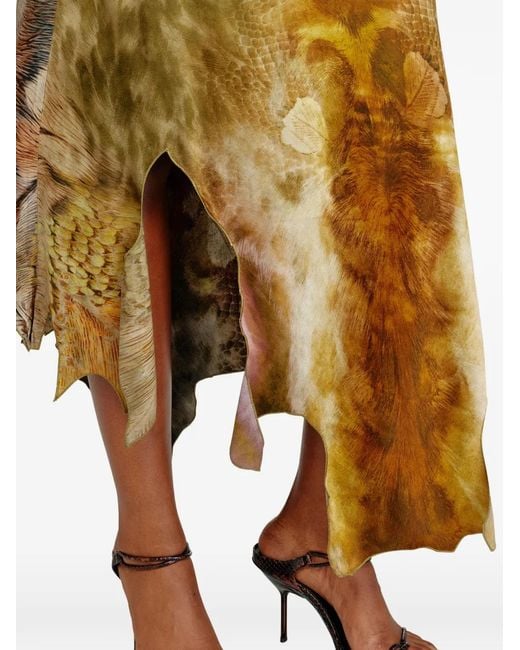 DIESEL Natural Asymmetrical Midi Skirt With Nature-Inspired Print