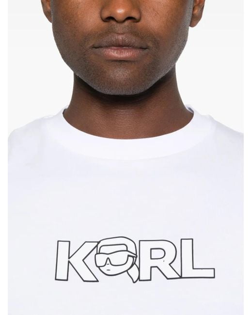 Karl Lagerfeld White Logo-Print T-Shirt for men