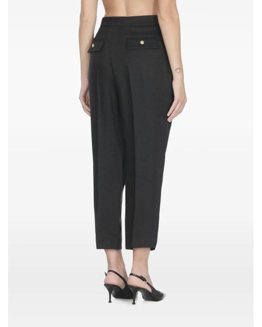 Elisabetta Franchi Black Pleat-Detailed Pocket Trousers