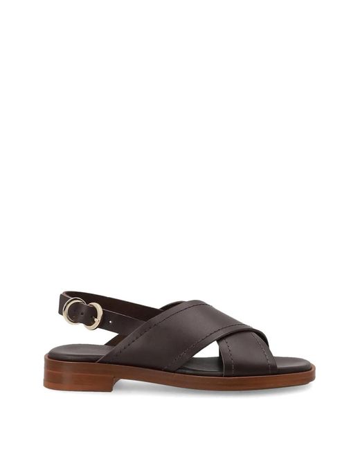 Frau Brown Crossover-Strap Slingback Sandals