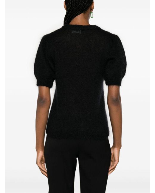 P.A.R.O.S.H. Black Crew-Neck Short-Sleeve Top