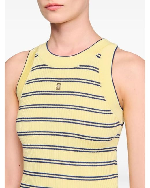 Sandro リブ ストライプ トップ Yellow