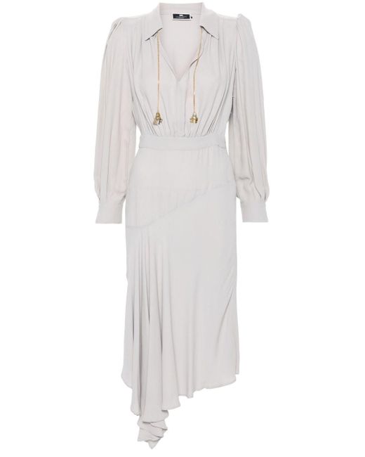 Elisabetta Franchi White Asymmetric Shirt Dress