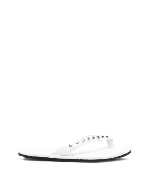 Ria Menorca White Dali Studded Thong-Strap Sandals