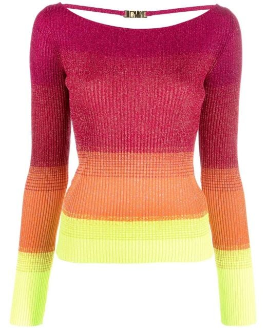 Gcds Red Colour-Block Ribbed-Knit Jumper