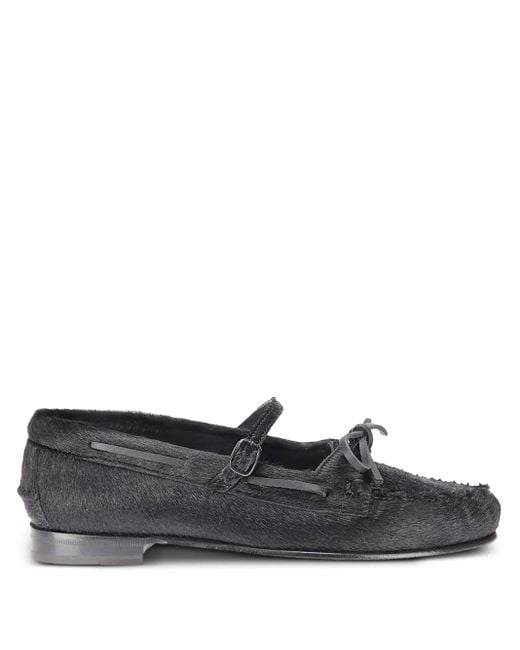 Hereu Gray Lorea Calf-Hair Flat Pumps