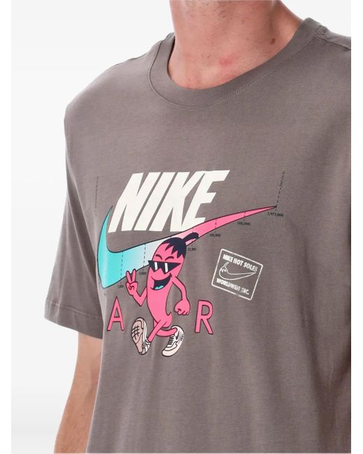 Nike Gray Logo-Print T-Shirt for men