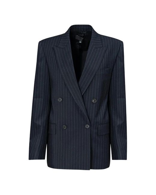 Nili Lotan Blue Leston Pinstriped Double-Breasted Blazer
