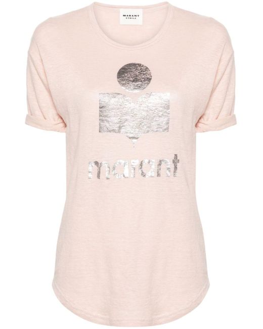 Isabel Marant Pink Koldi T-Shirt aus Leinen