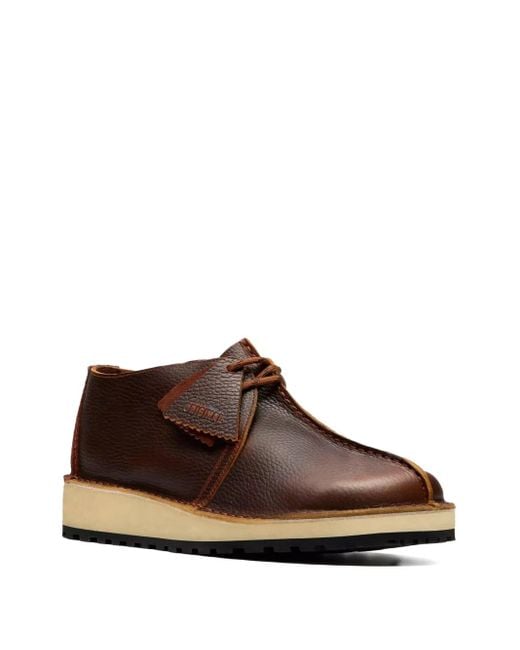 Clarks Brown Leather Lace-Up Boots for men